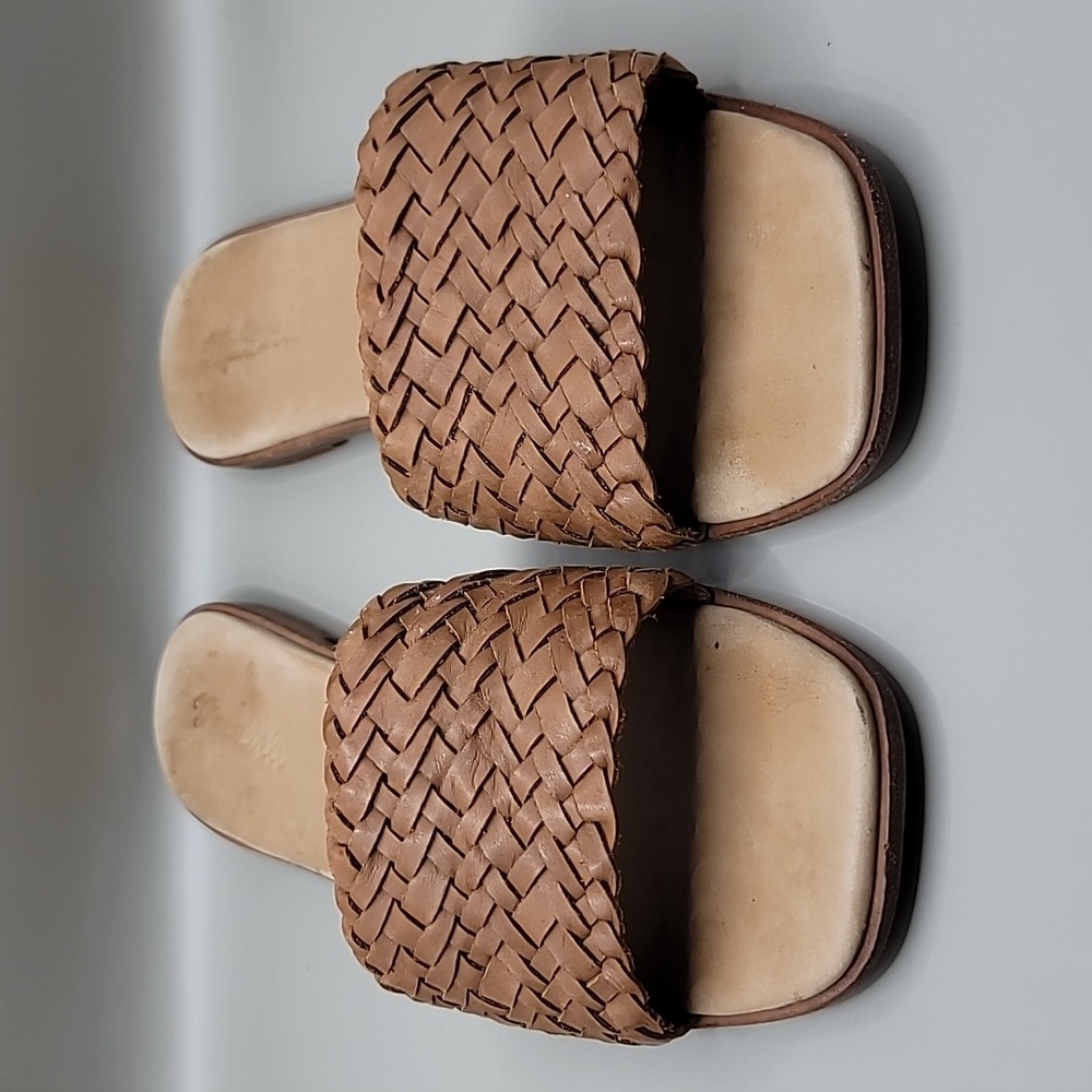 Madewell Lianne Slide Sandals Women's Size 10 Tan Woven Leather Bohemian Casual - Picture 1 of 6